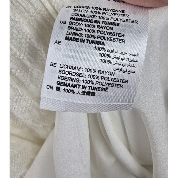 Sandro Paris Dress Womens M White Keyhole Coquette A-Line Peek A Boo Crochet - Picture 7 of 16